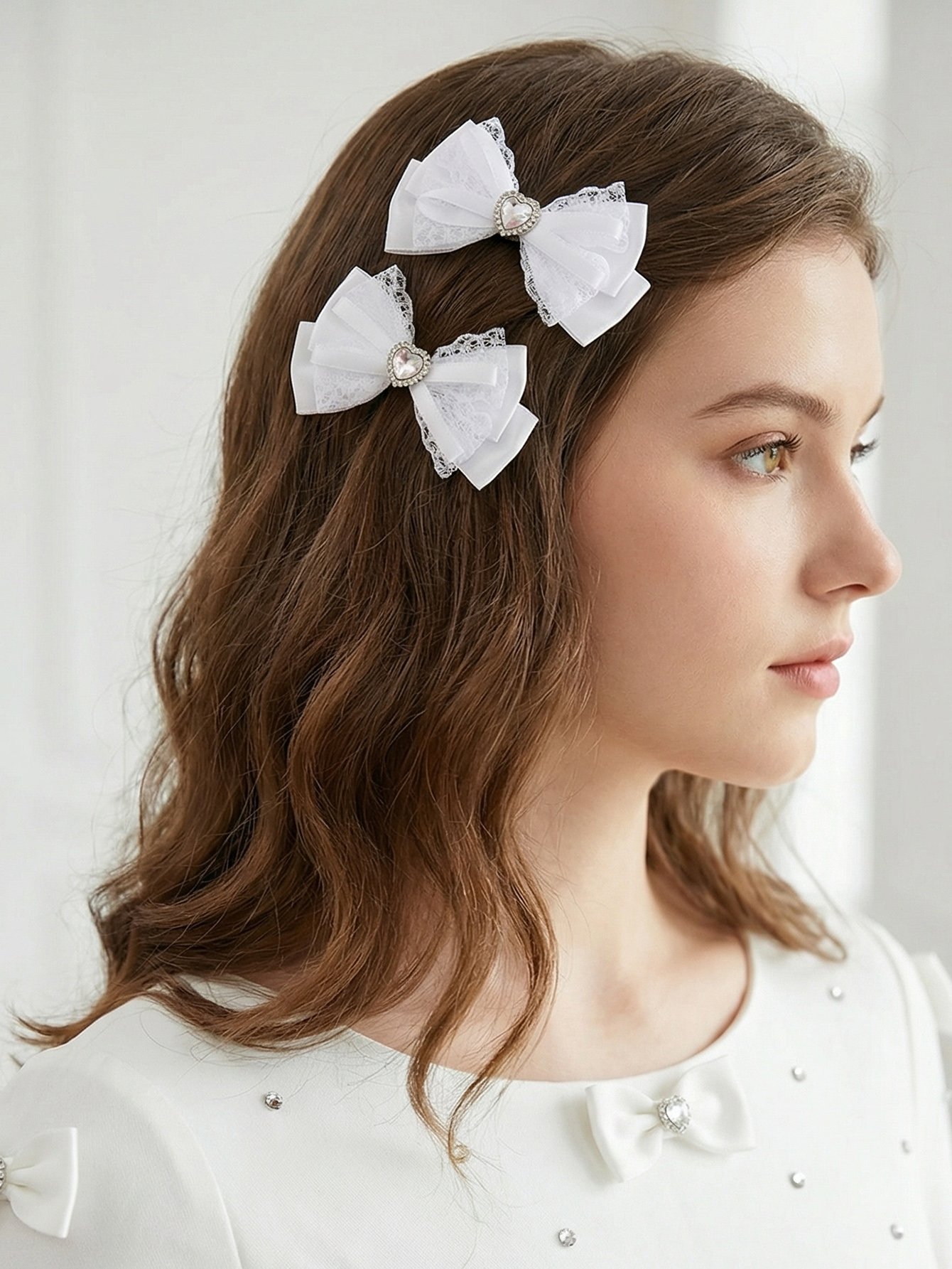 Set of 2 - Mesh Bow Hair Clips