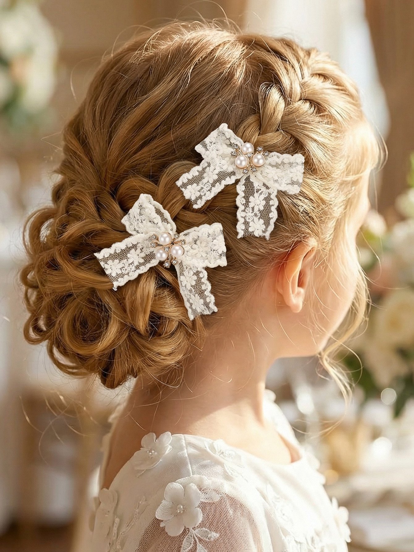 Set of 5 - Lace Bow Hair Clips