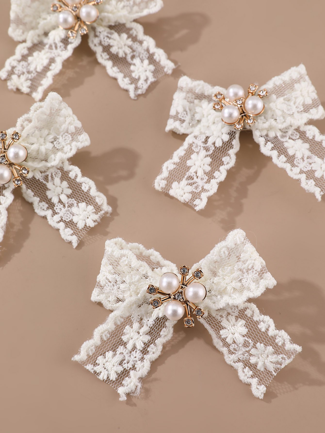 Set of 5 - Lace Bow Hair Clips
