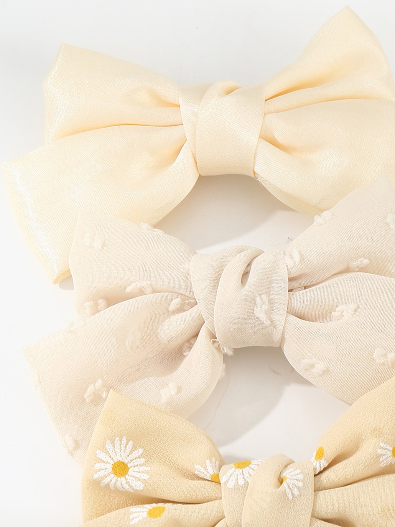 Set of 3 - Floral Bow Hair Clip