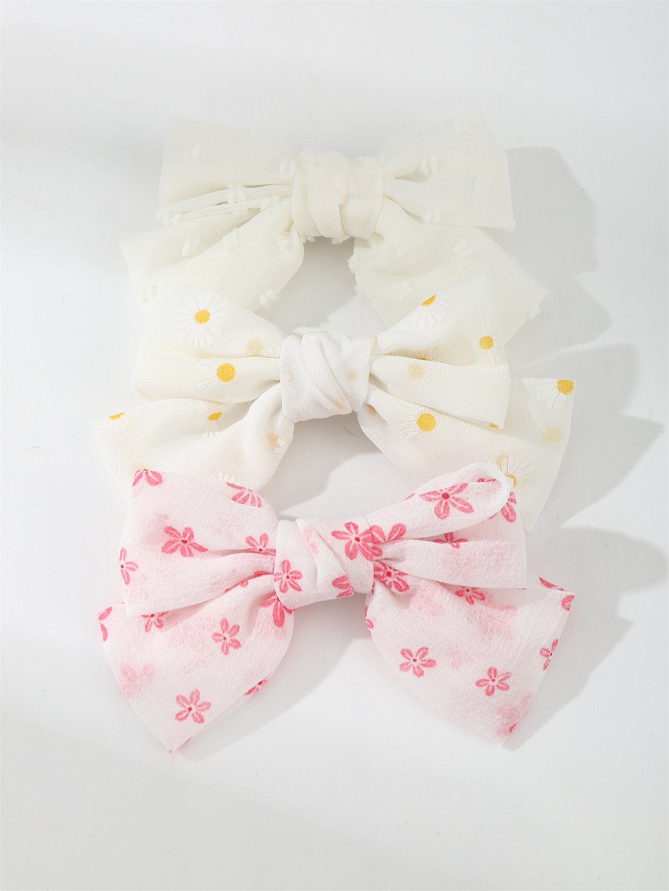 Set of 3 - Floral Bow Hair Clips