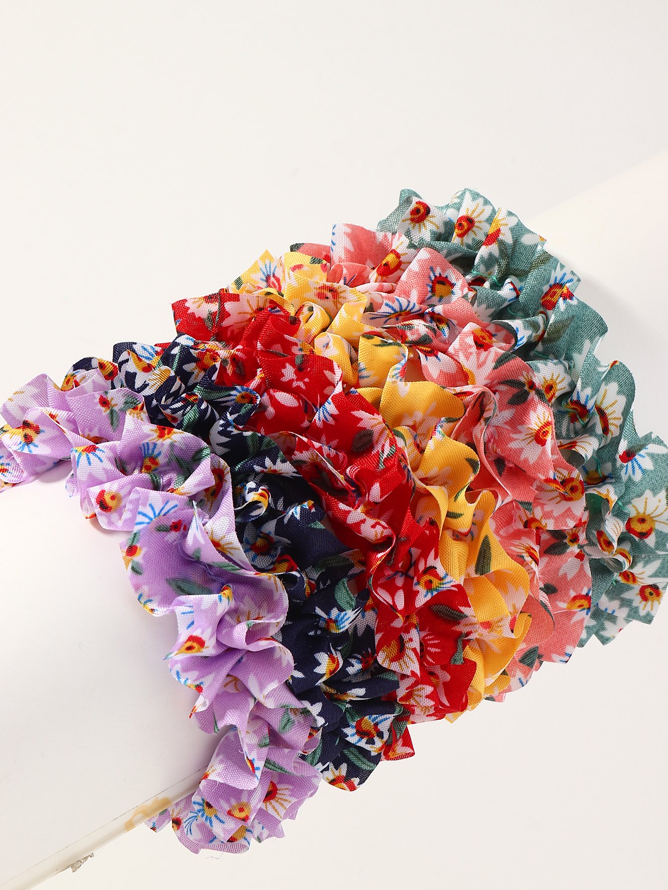 Set of 6 - Ruffle Flower Hair Ties