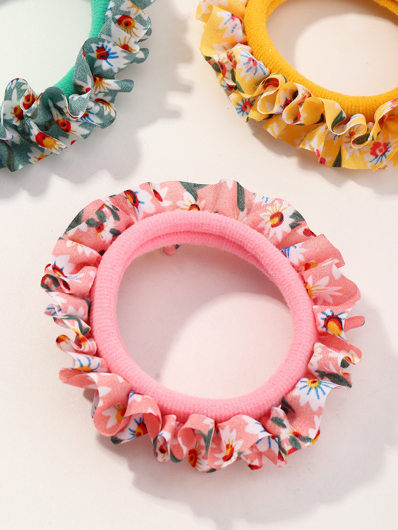 Set of 6 - Ruffle Flower Hair Ties