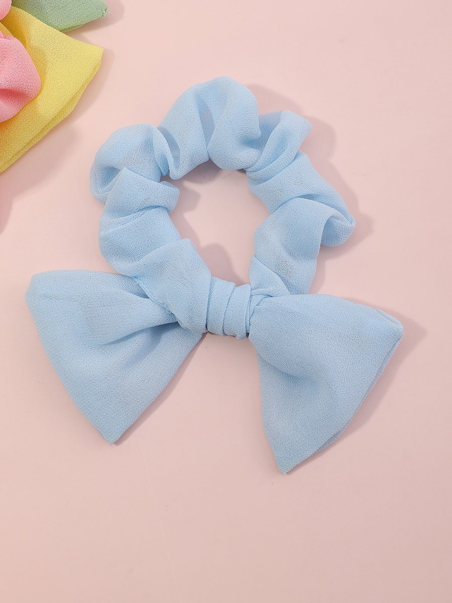 Set of 5 - Solid Bow Hair Scrunchies