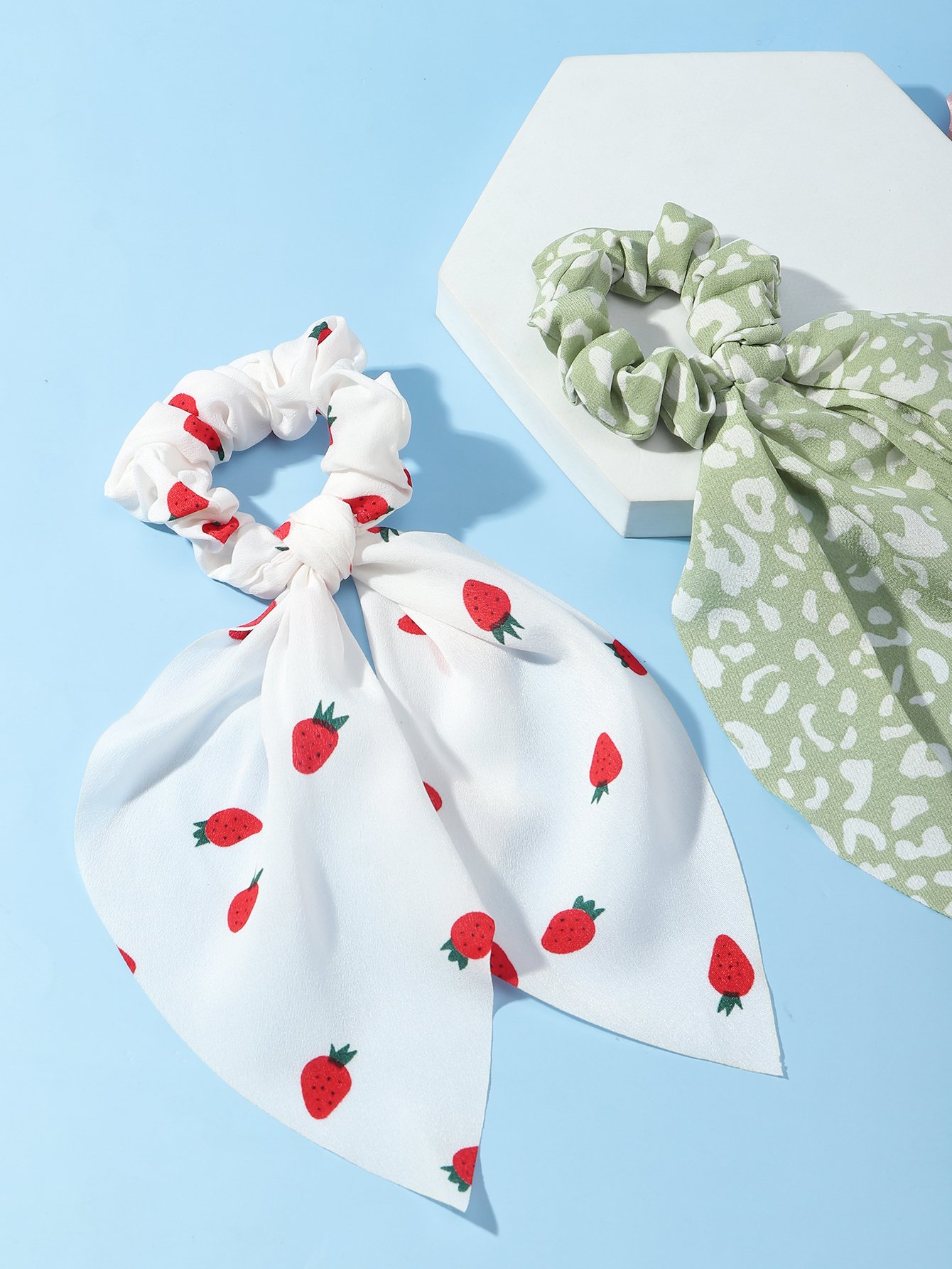 Set of 4 - Floral Print Hair Scrunchies