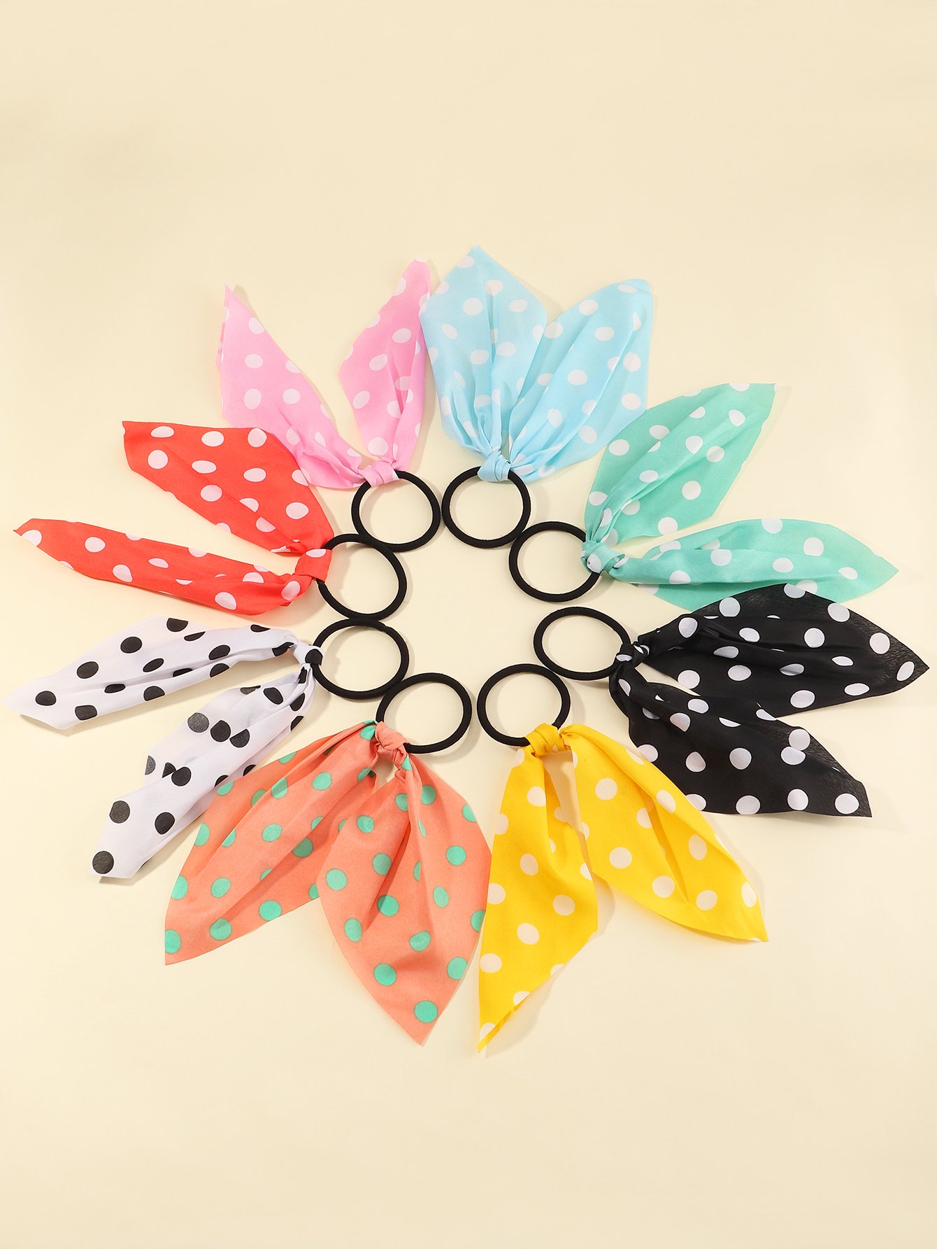 Set of 8 - Dot Bow Hair Ties