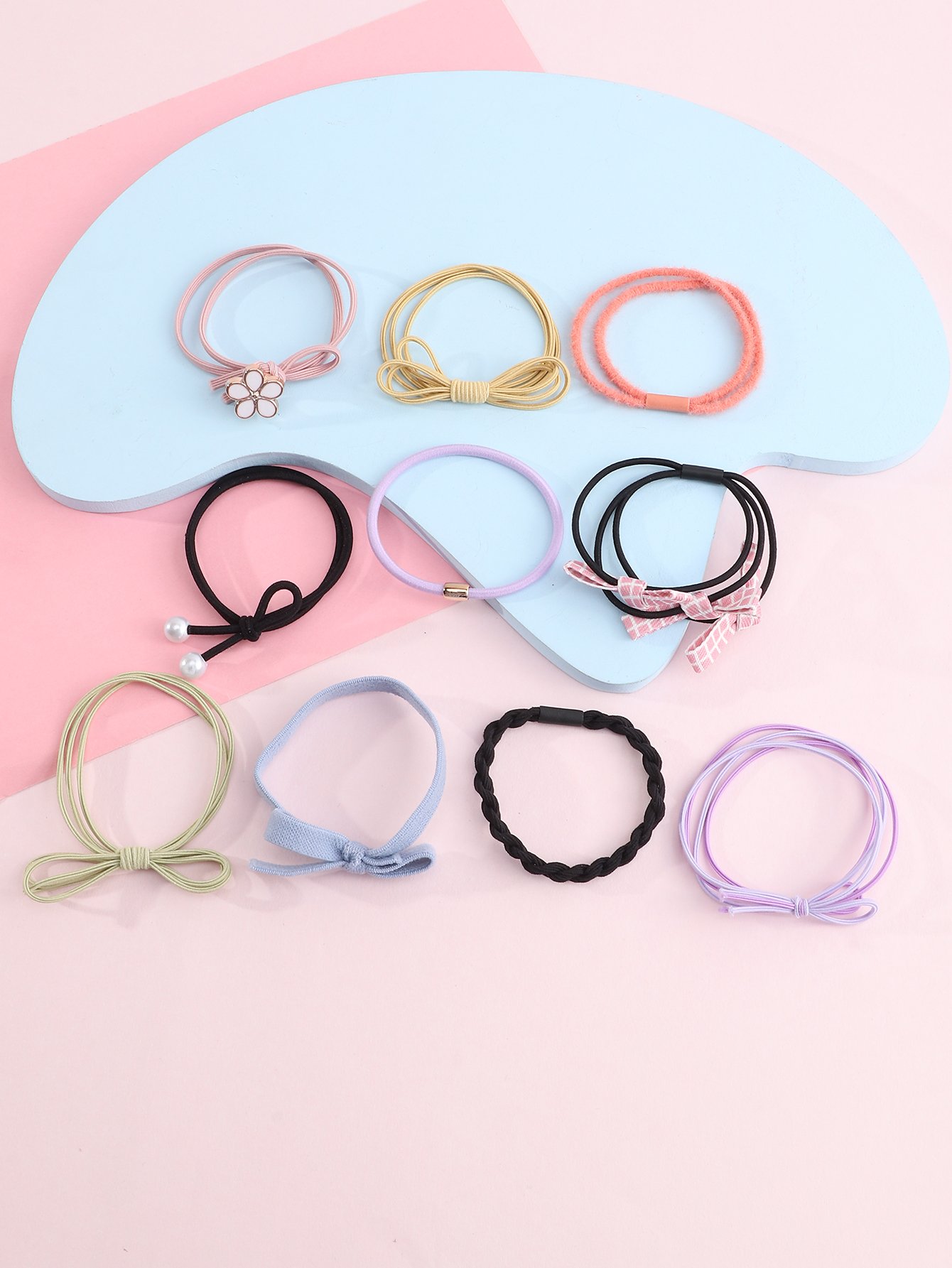 Set of 10 - Bow Detail Fashion Hair Ties