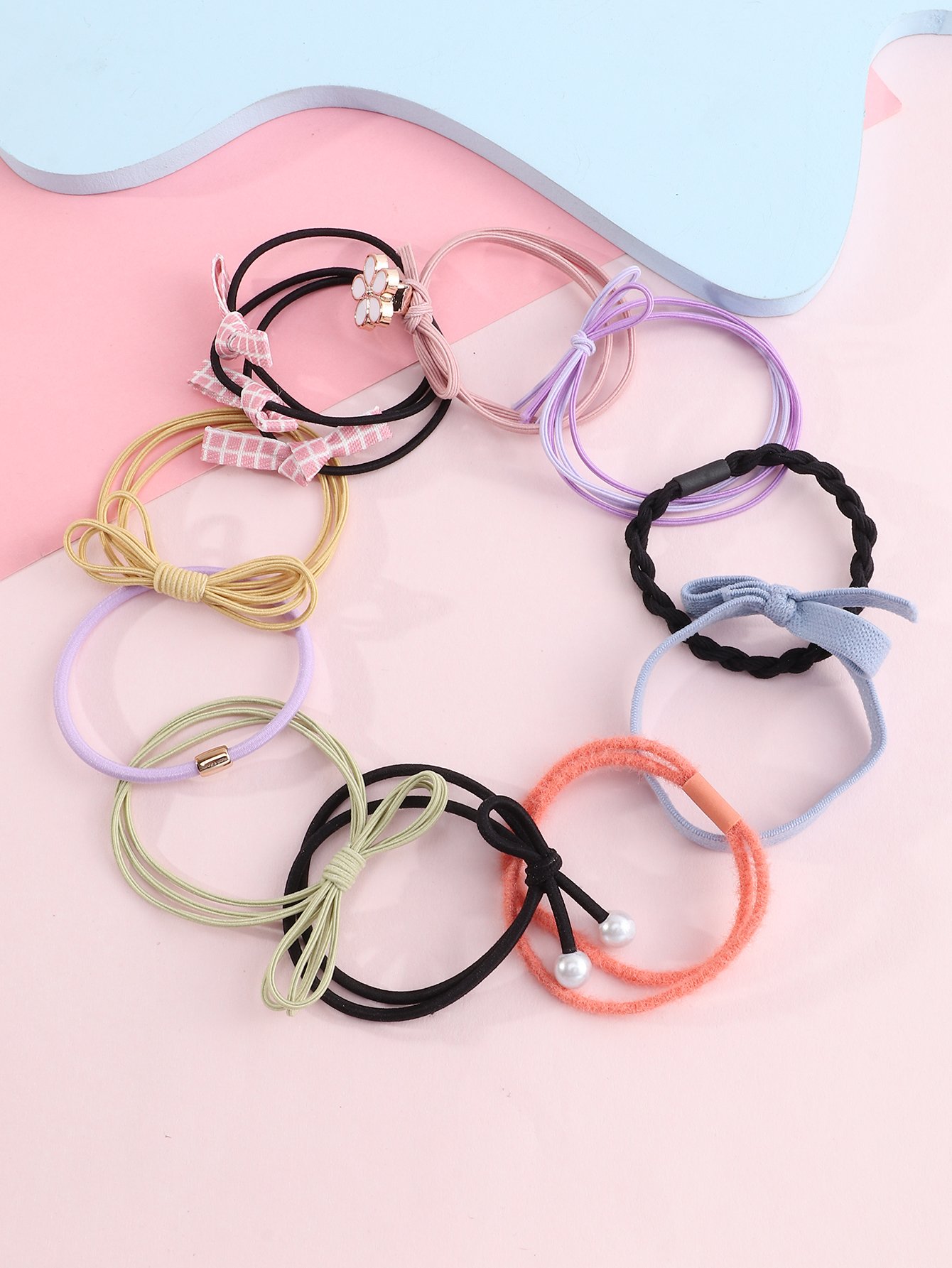 Set of 10 - Bow Detail Fashion Hair Ties