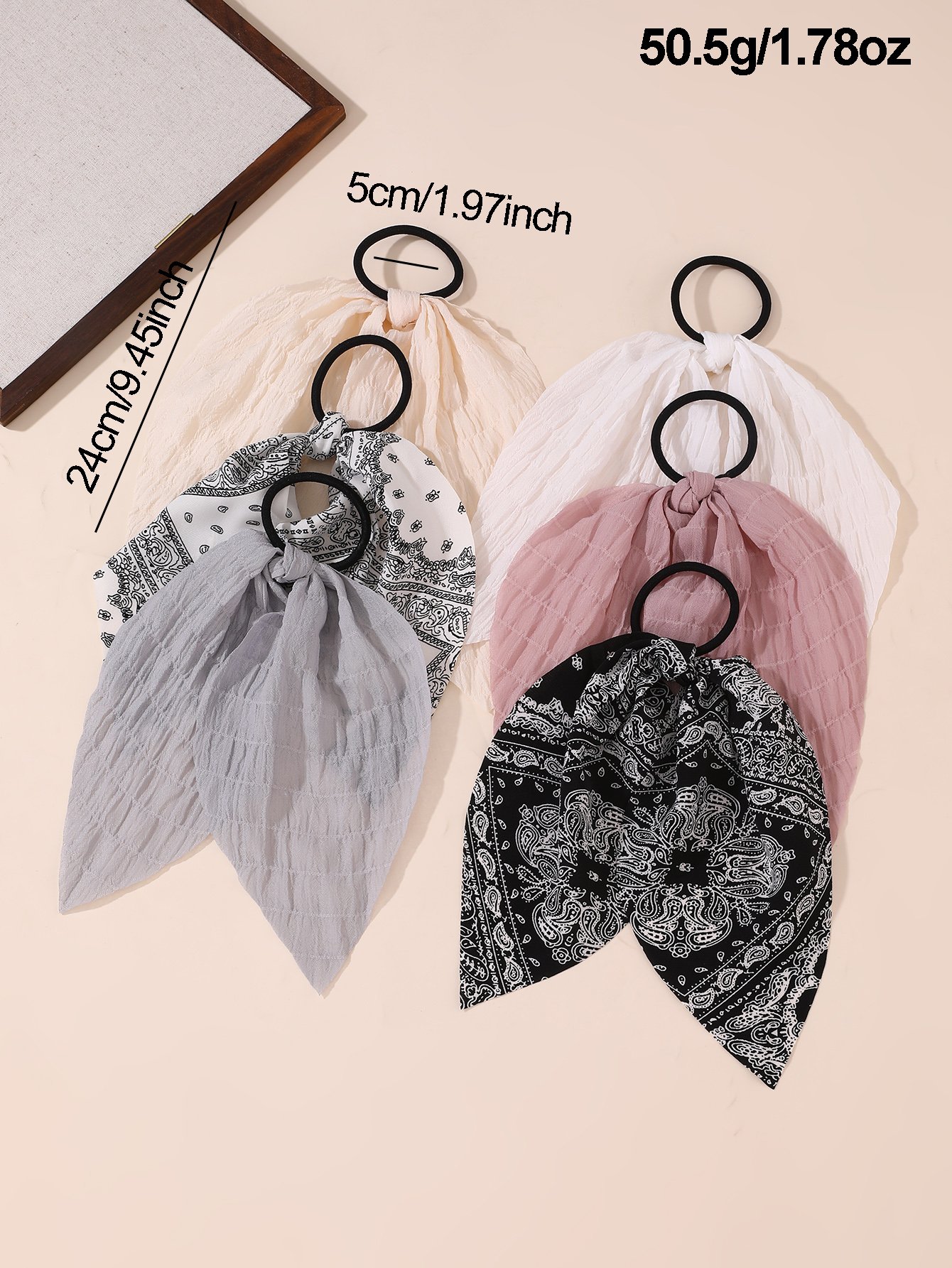 Set of 6 - Long Bow Hair Ties