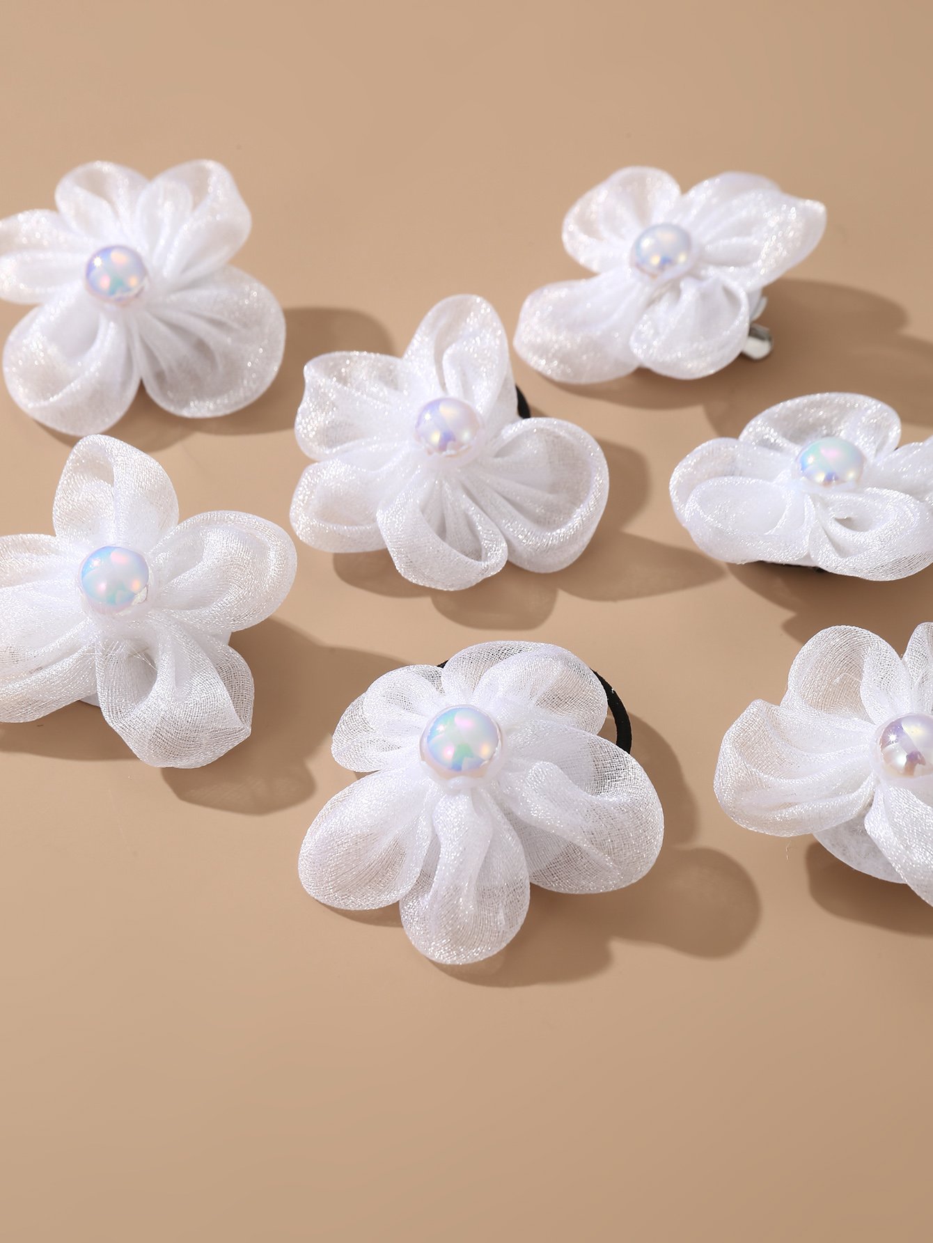 Set of 8 - Flower Hair Ties