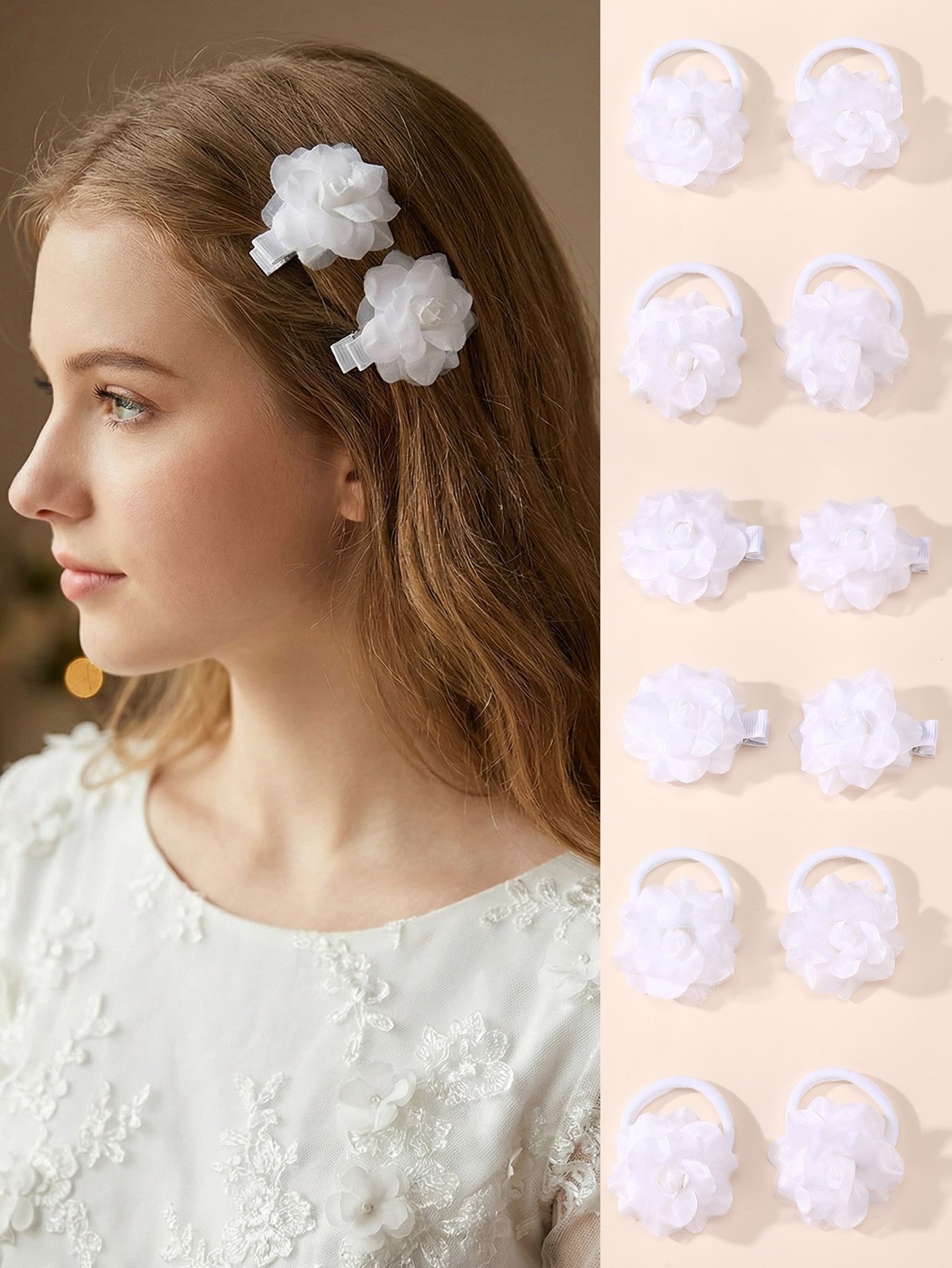 Set of 8 - Flower Hair Ties