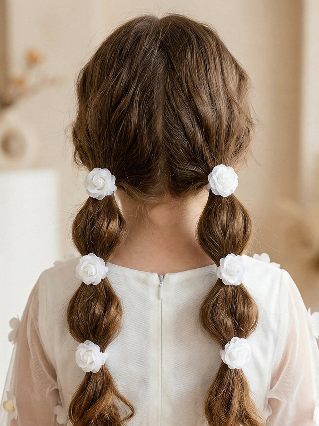 Set of 12 - Flower Hair Ties and Clip