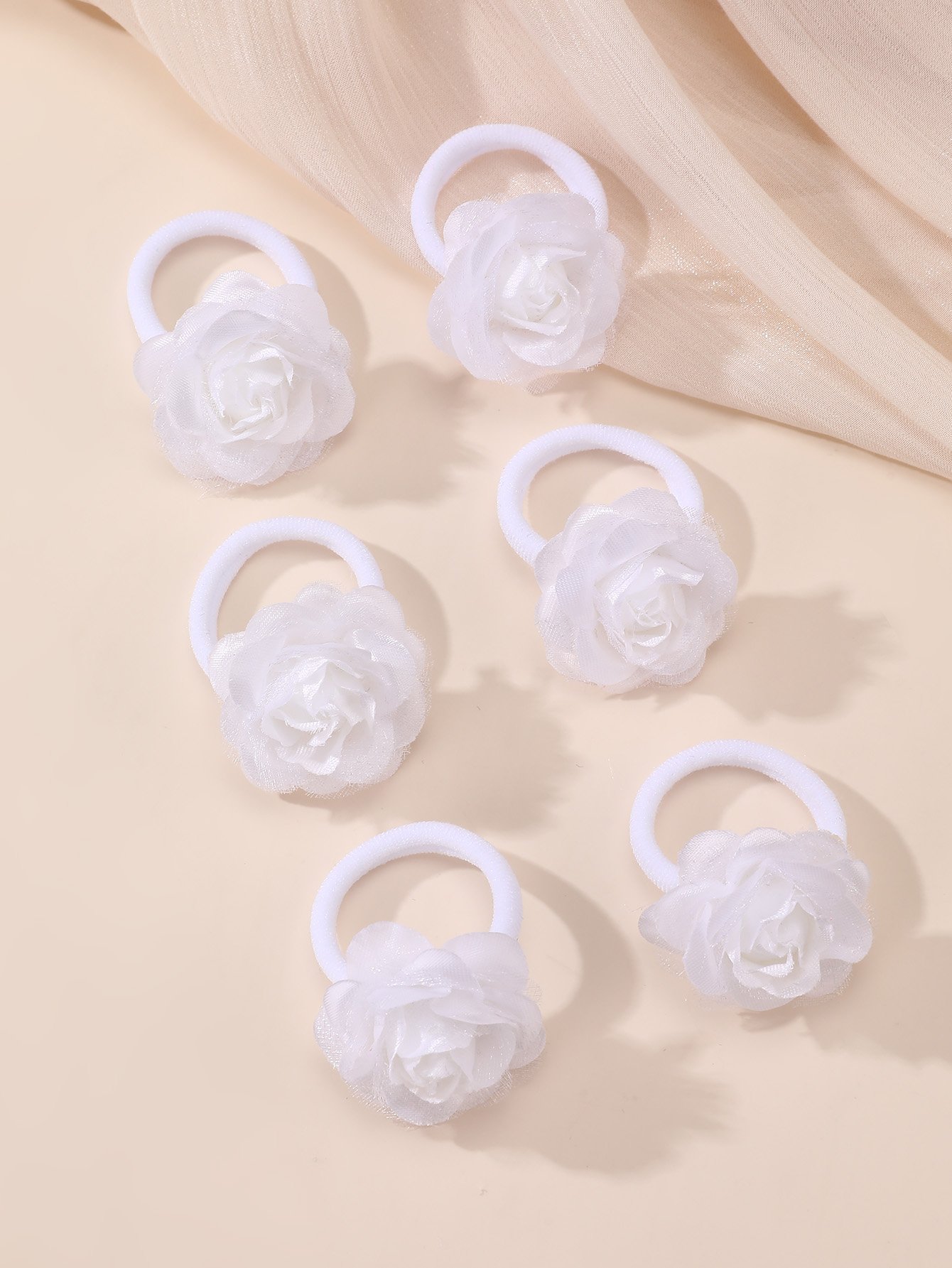 Set of 12 - Flower Hair Ties and Clip