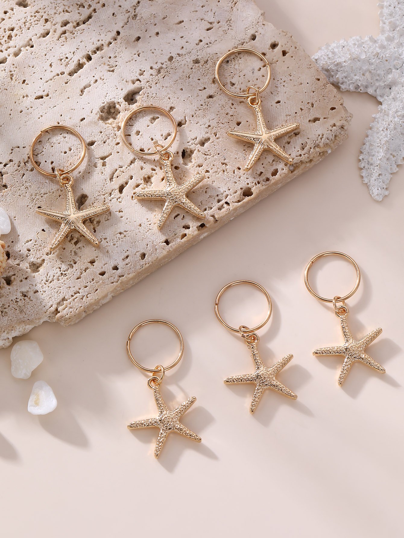 Set of 6 - Starfish Hair Charms