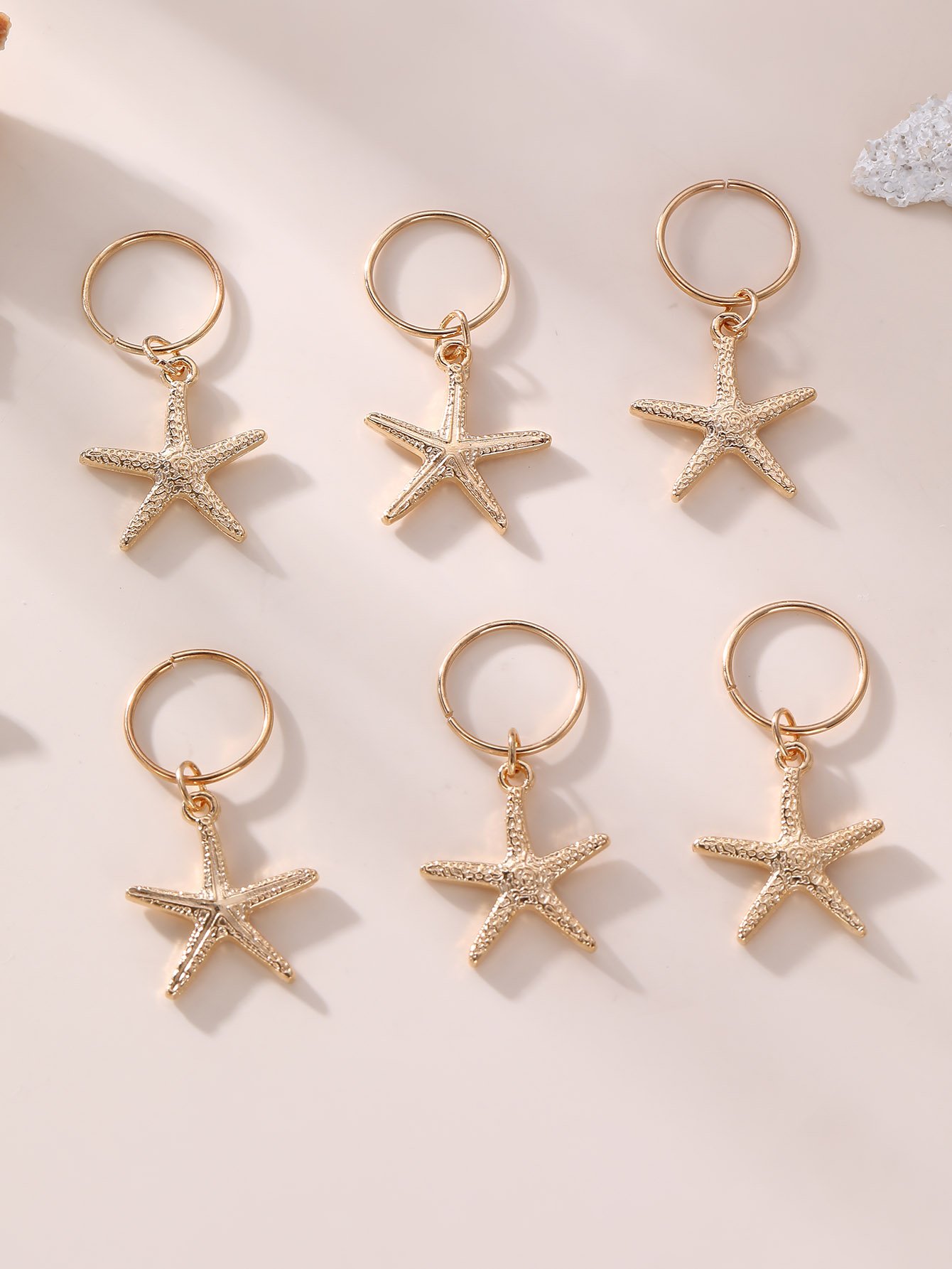 Set of 6 - Starfish Hair Charms