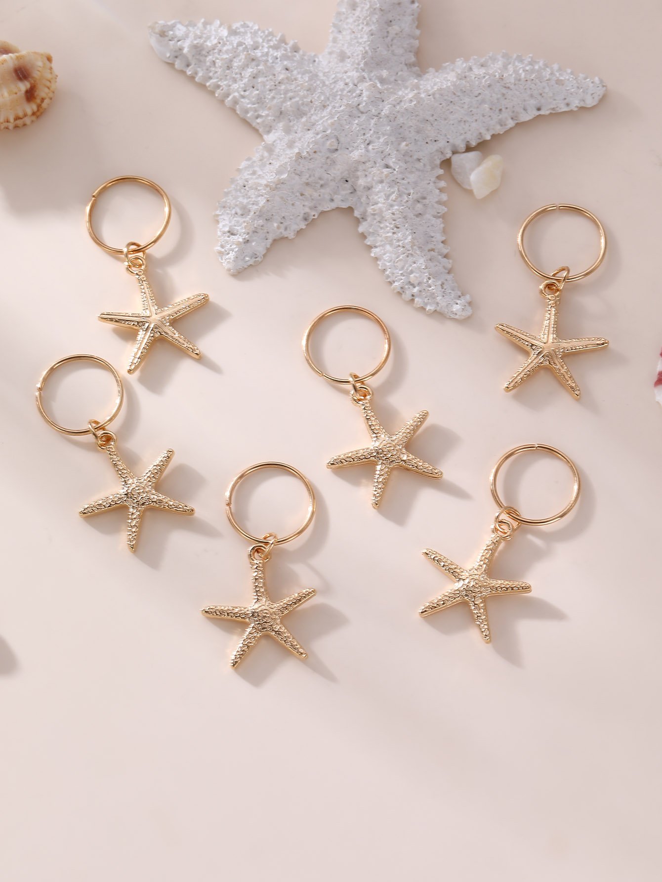 Set of 6 - Starfish Hair Charms
