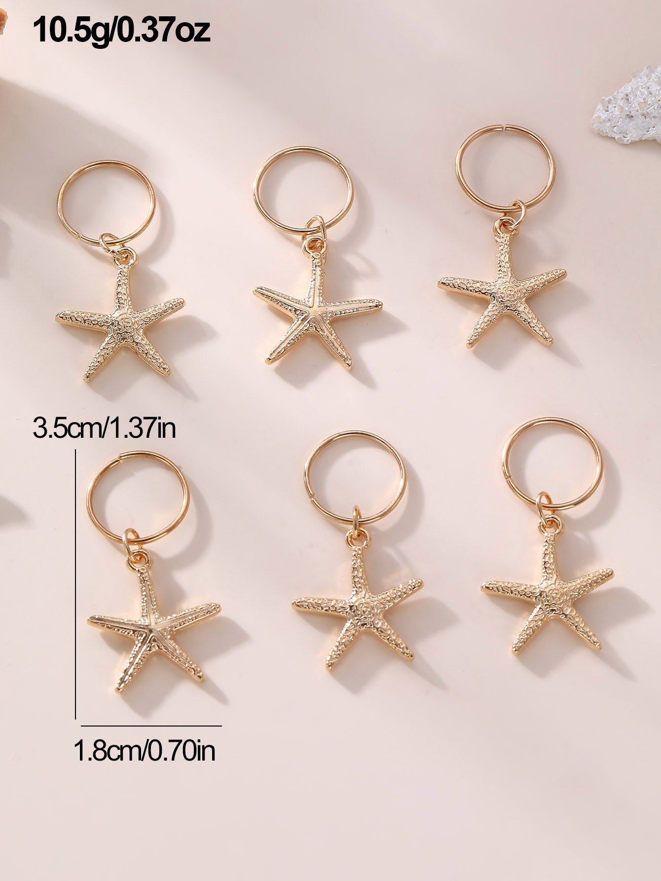 Set of 6 - Starfish Hair Charms