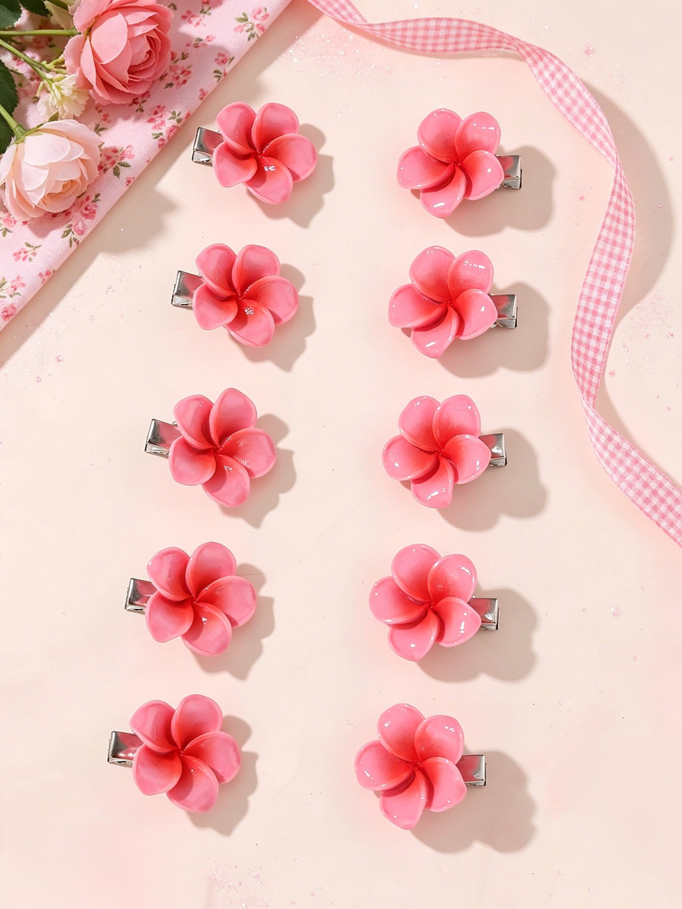Set of 10 - Flower Hair Clips