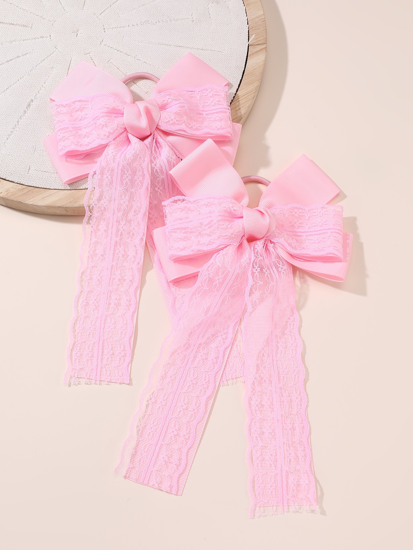 Set of 2 - Solid Lace Bowknot Hair Ties