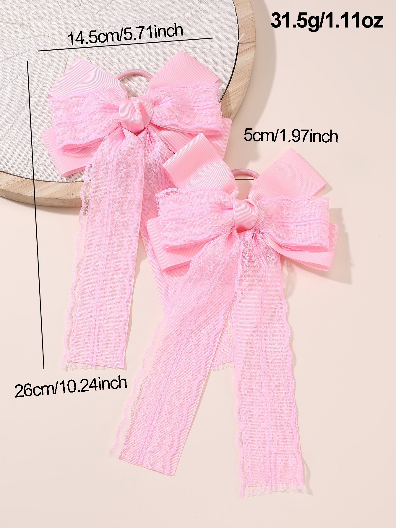 Set of 2 - Solid Lace Bowknot Hair Ties