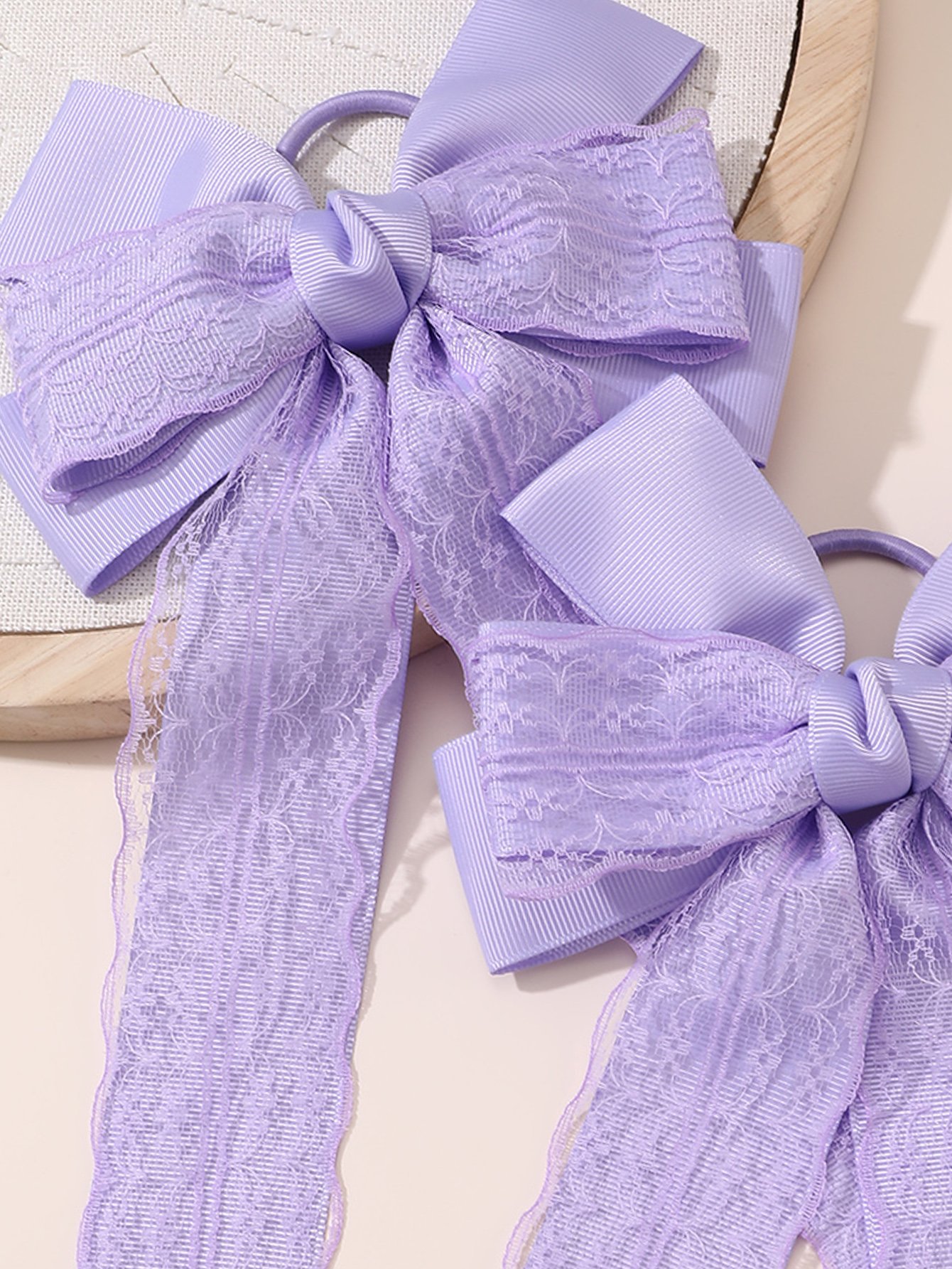 Set of 2 - Solid Lace Bowknot Hair Ties