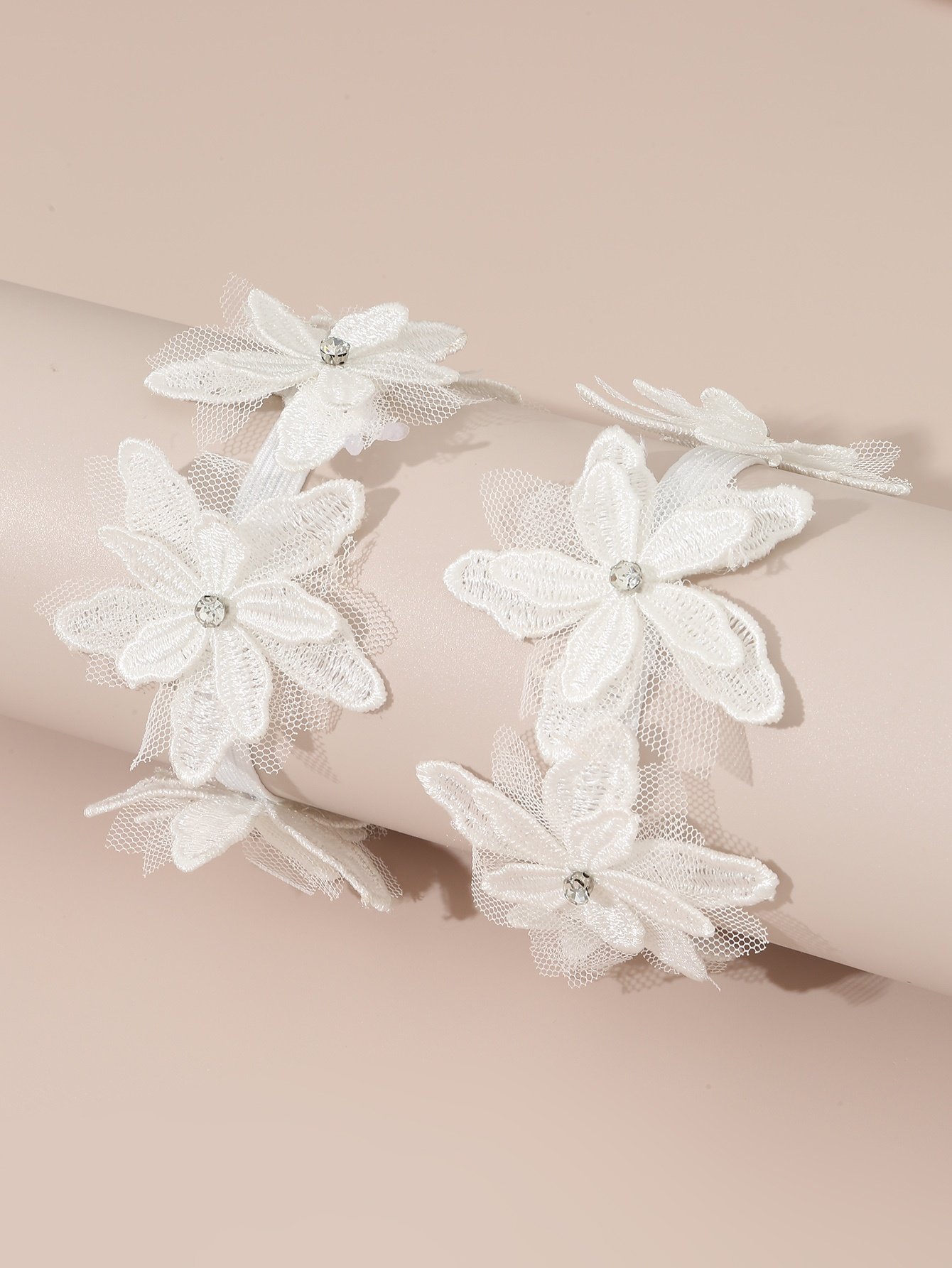 Pack of 2 White Floral Hair Tie