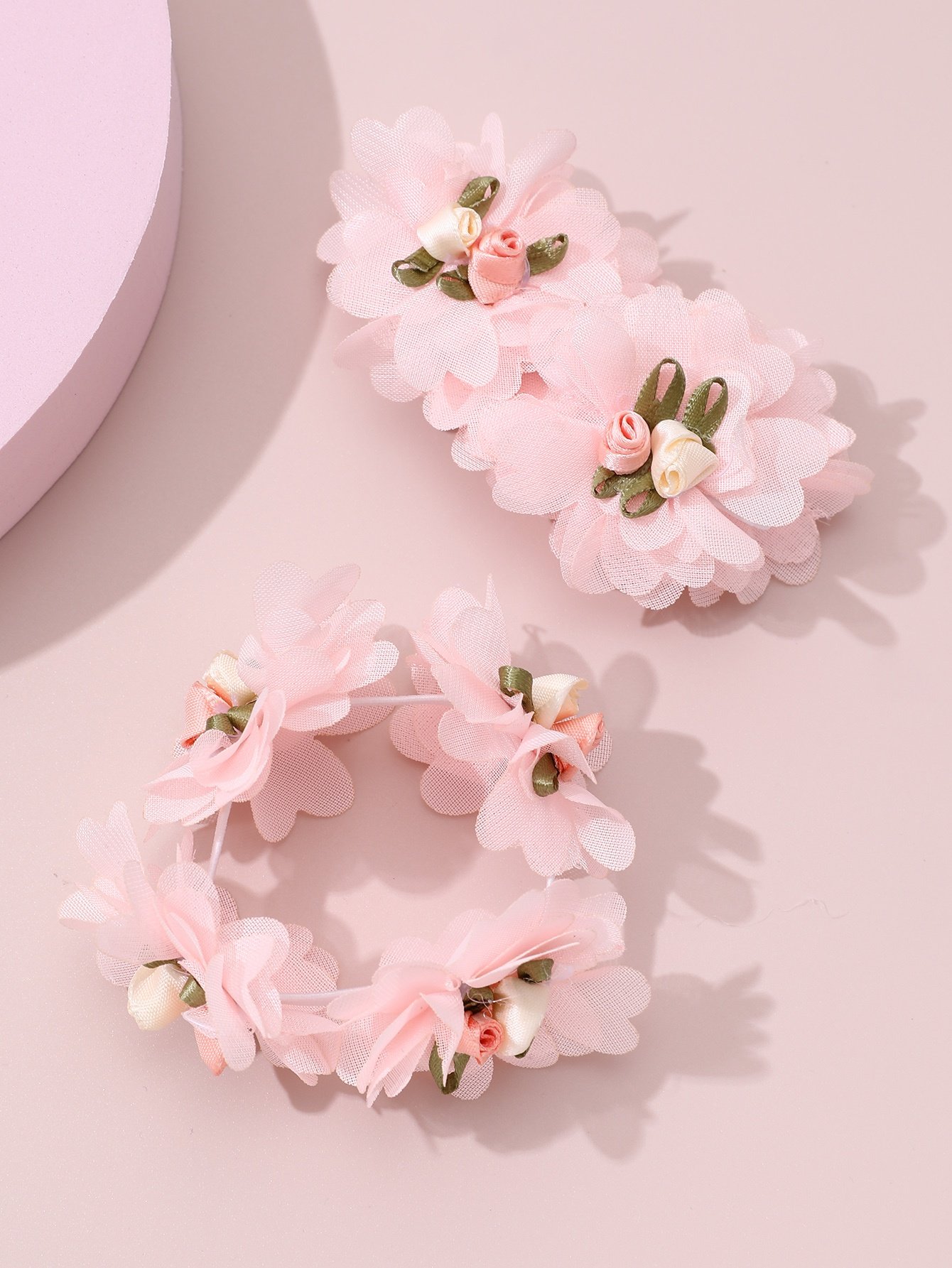 Pack of 2 - Girls Pink Floral Hair Ties