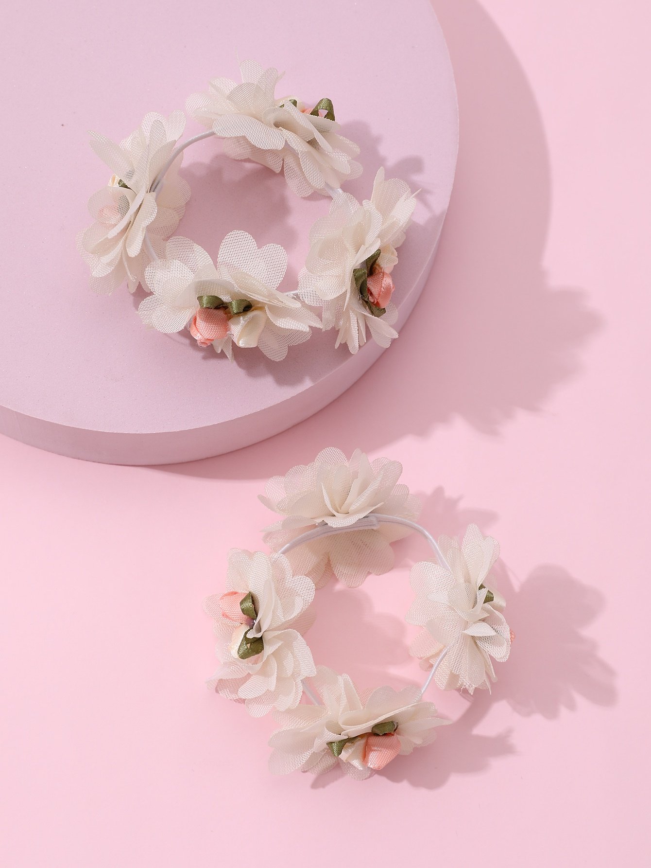 Pack of 2 - Girls Pink Floral Hair Ties