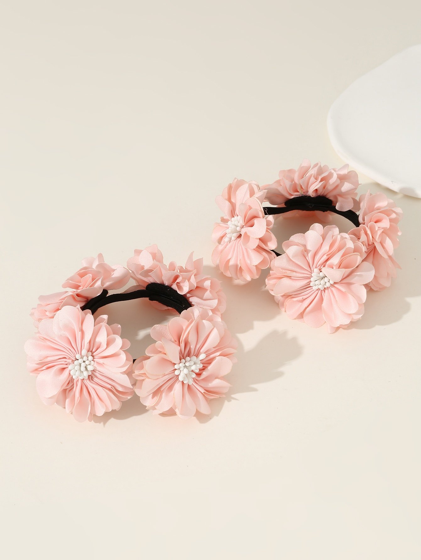 Pack of 2 - Girls Pink Floral Hair Ties