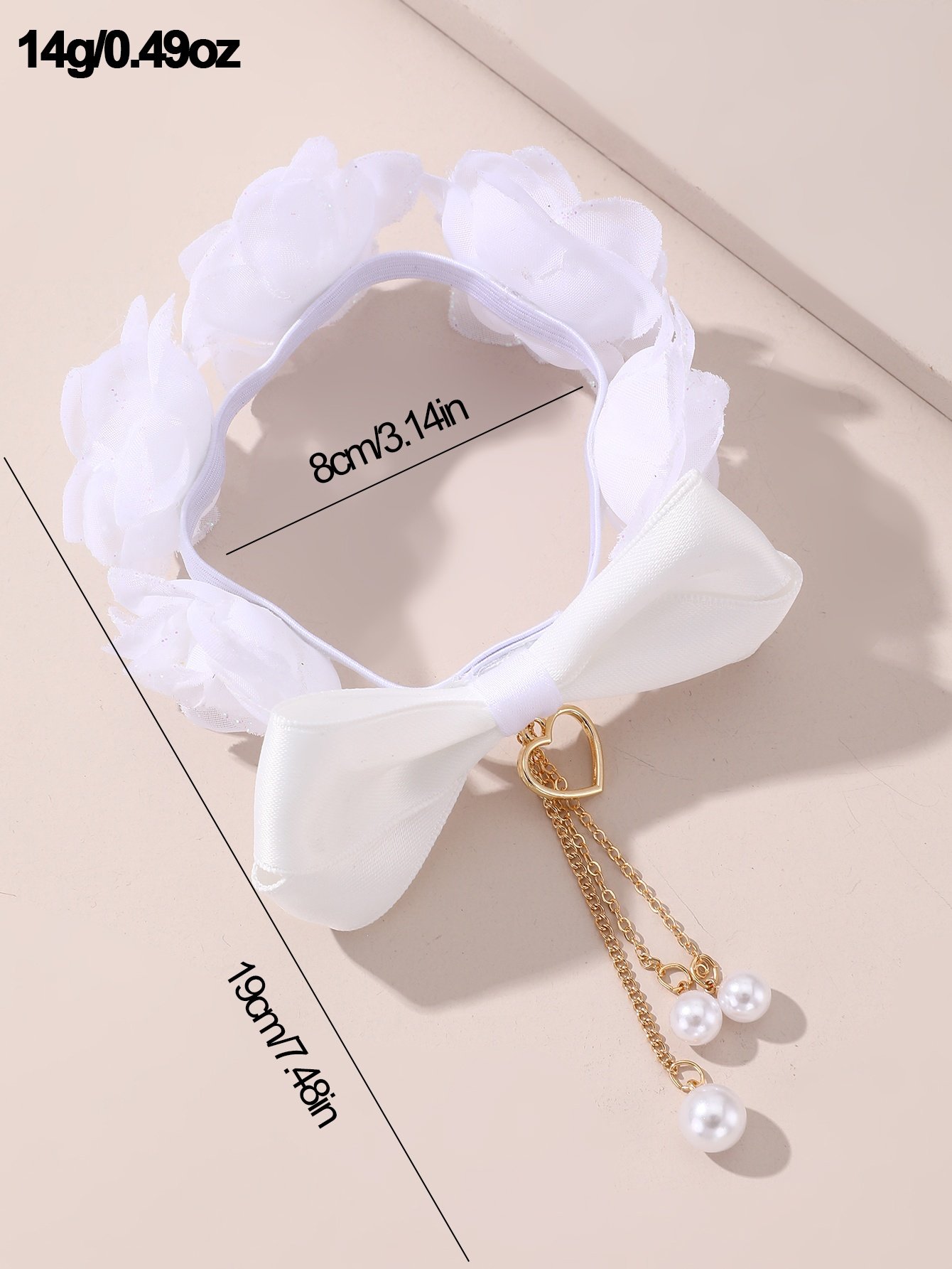 Girls White pearl Drop Bow Hair Tie
