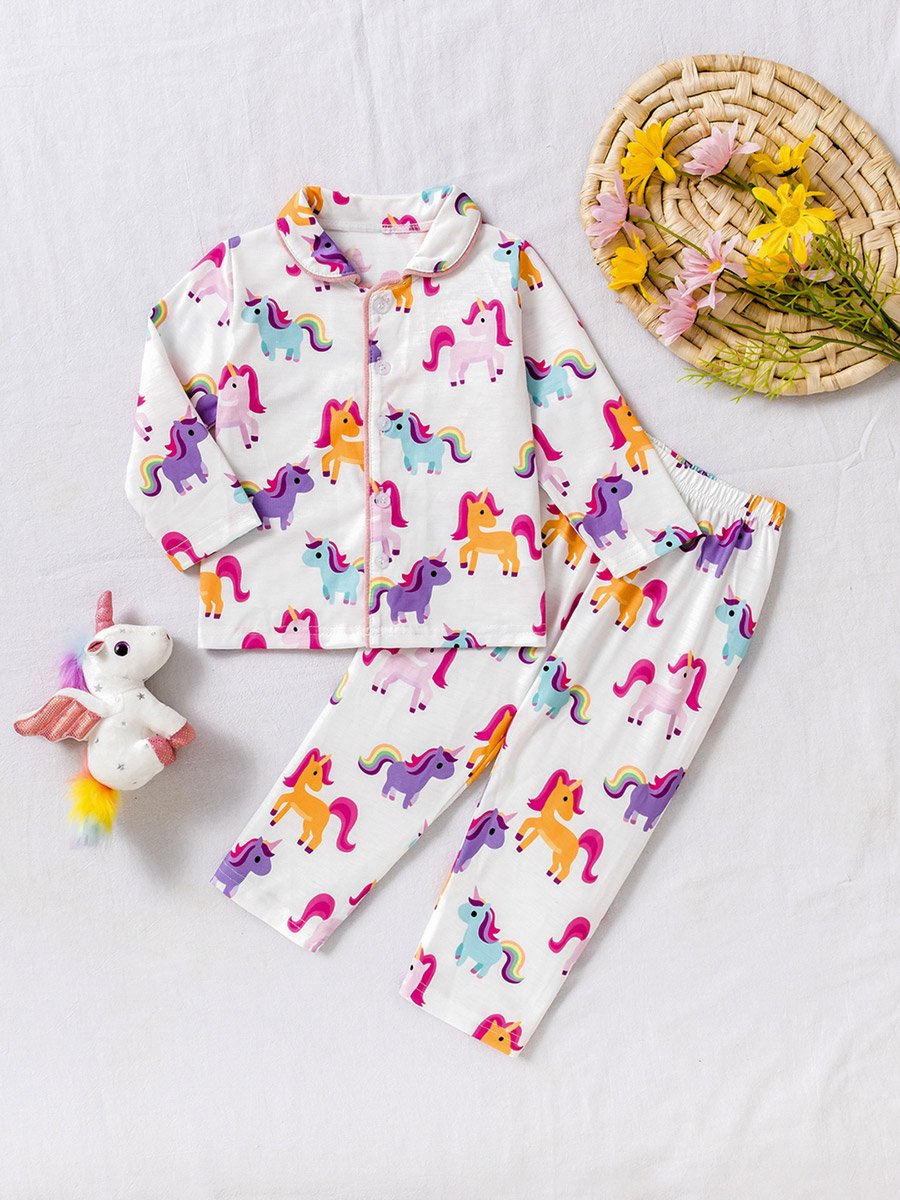Graphic Print Long Sleeve Shirt And Pyjama Set