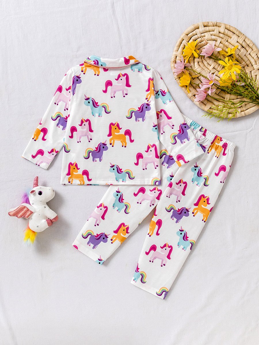 Graphic Print Long Sleeve Shirt And Pyjama Set