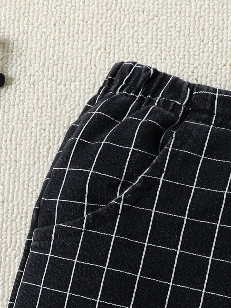 Boys Plaid Vest and Shorts Set with Bowtie