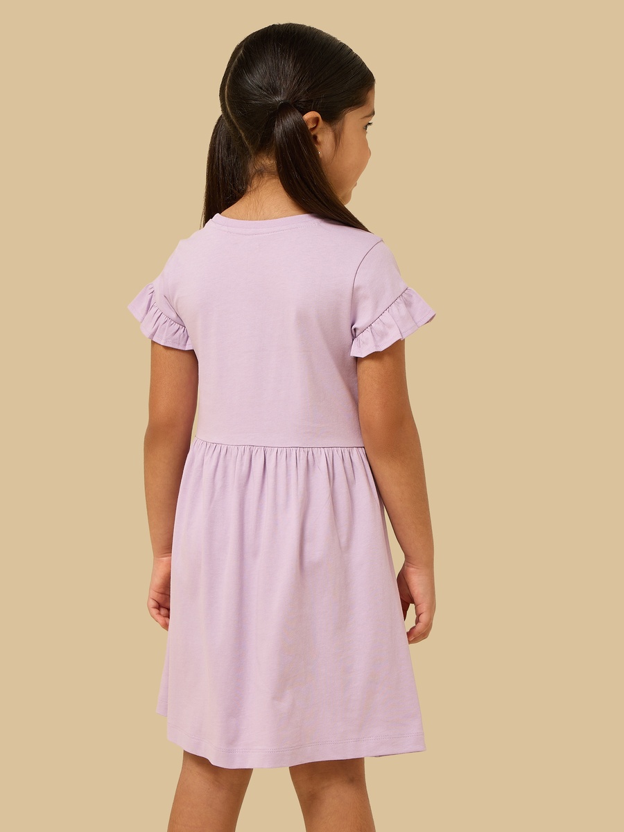 Cat Print Fit and Flare Cotton Dress