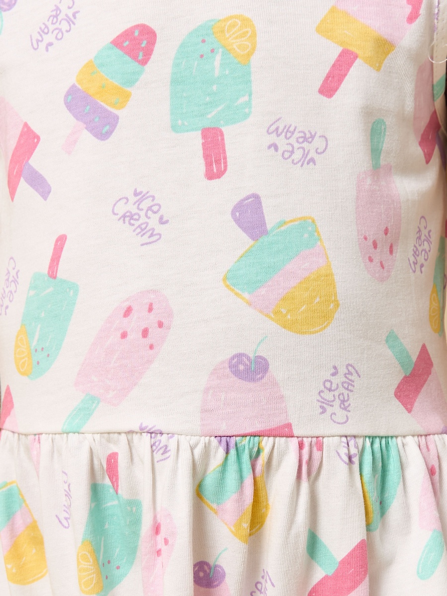 Ice Cream Print Sleeveless Cotton Dress