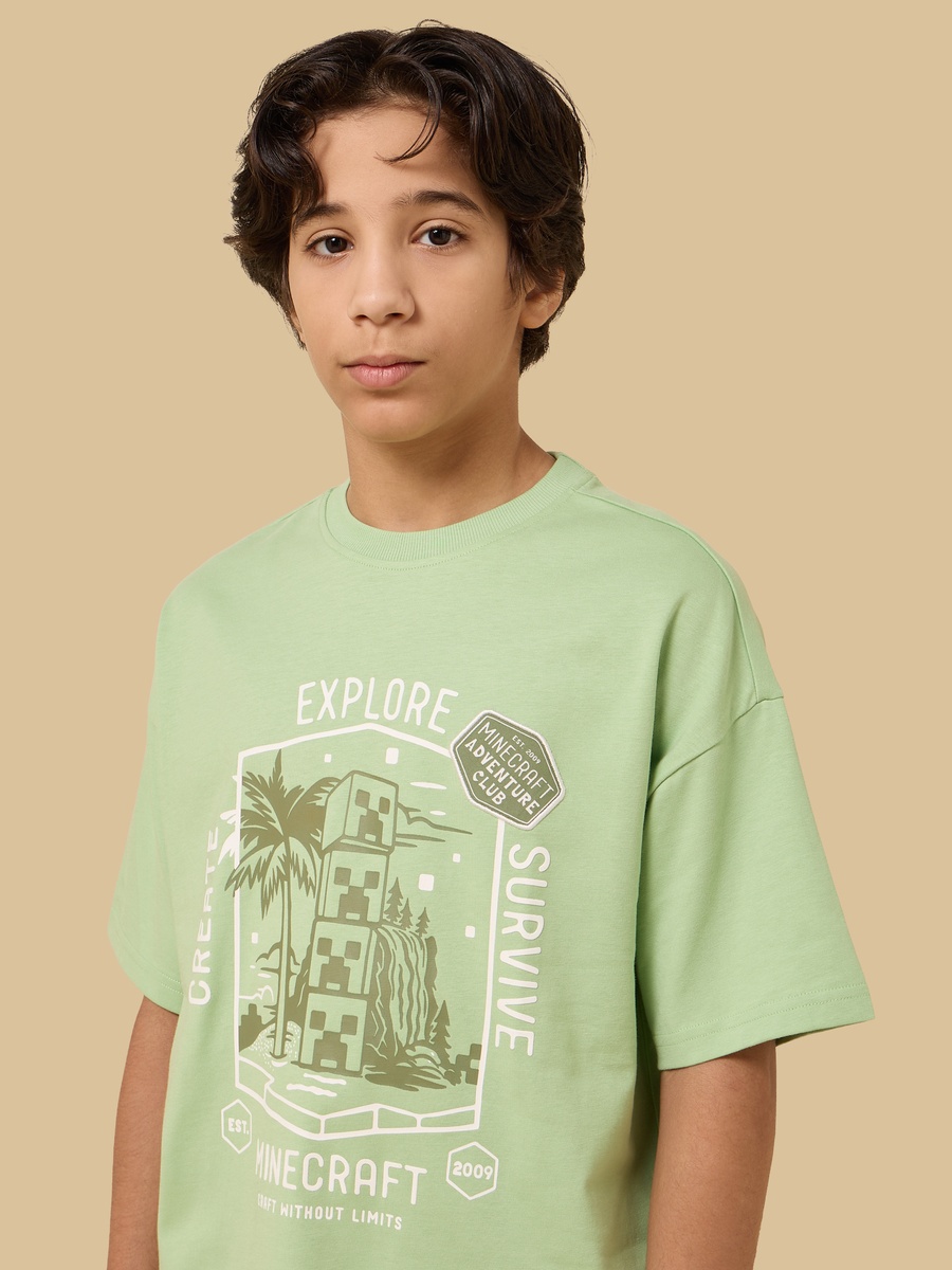 Minecraft Print Cotton T-Shirt