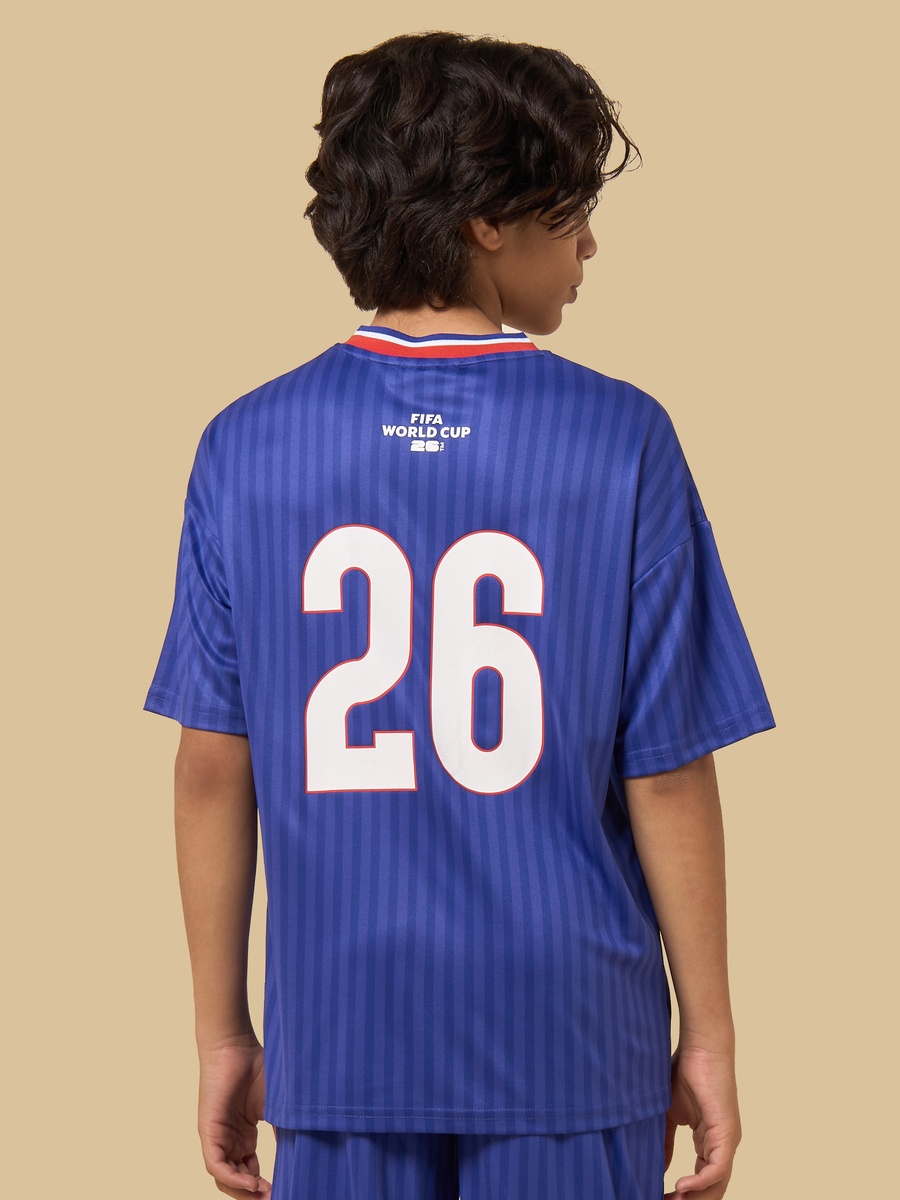 France Print V Neck T-Shirt
