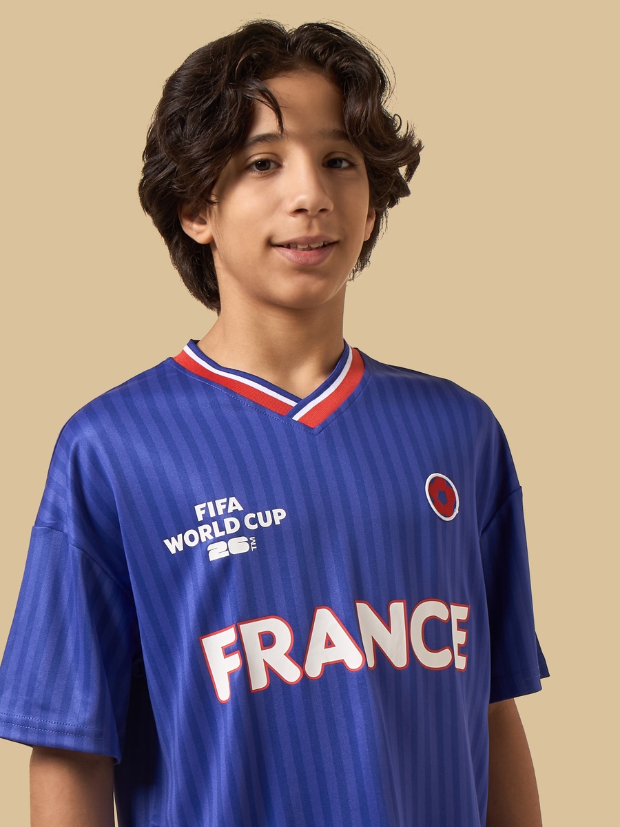 France Print V Neck T-Shirt