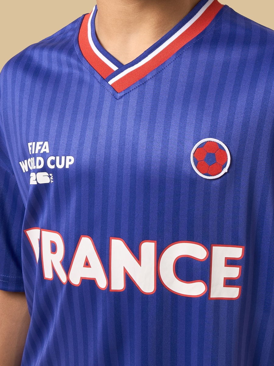 France Print V Neck T-Shirt