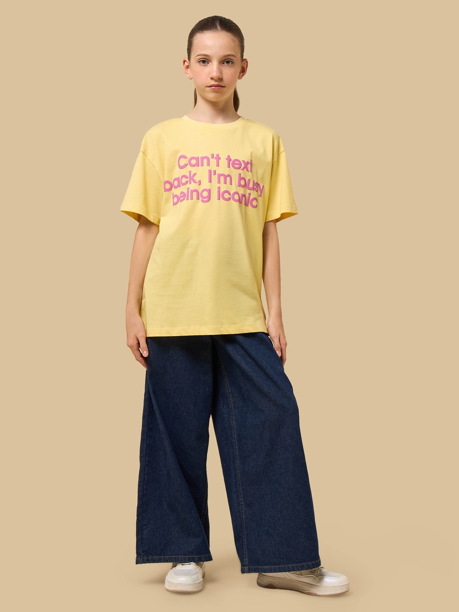 Slogan Print Oversized Cotton T-Shirt