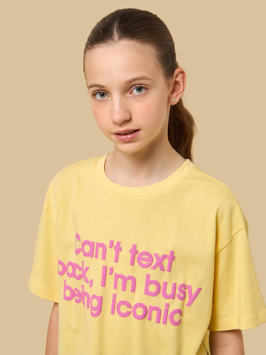 Slogan Print Oversized Cotton T-Shirt