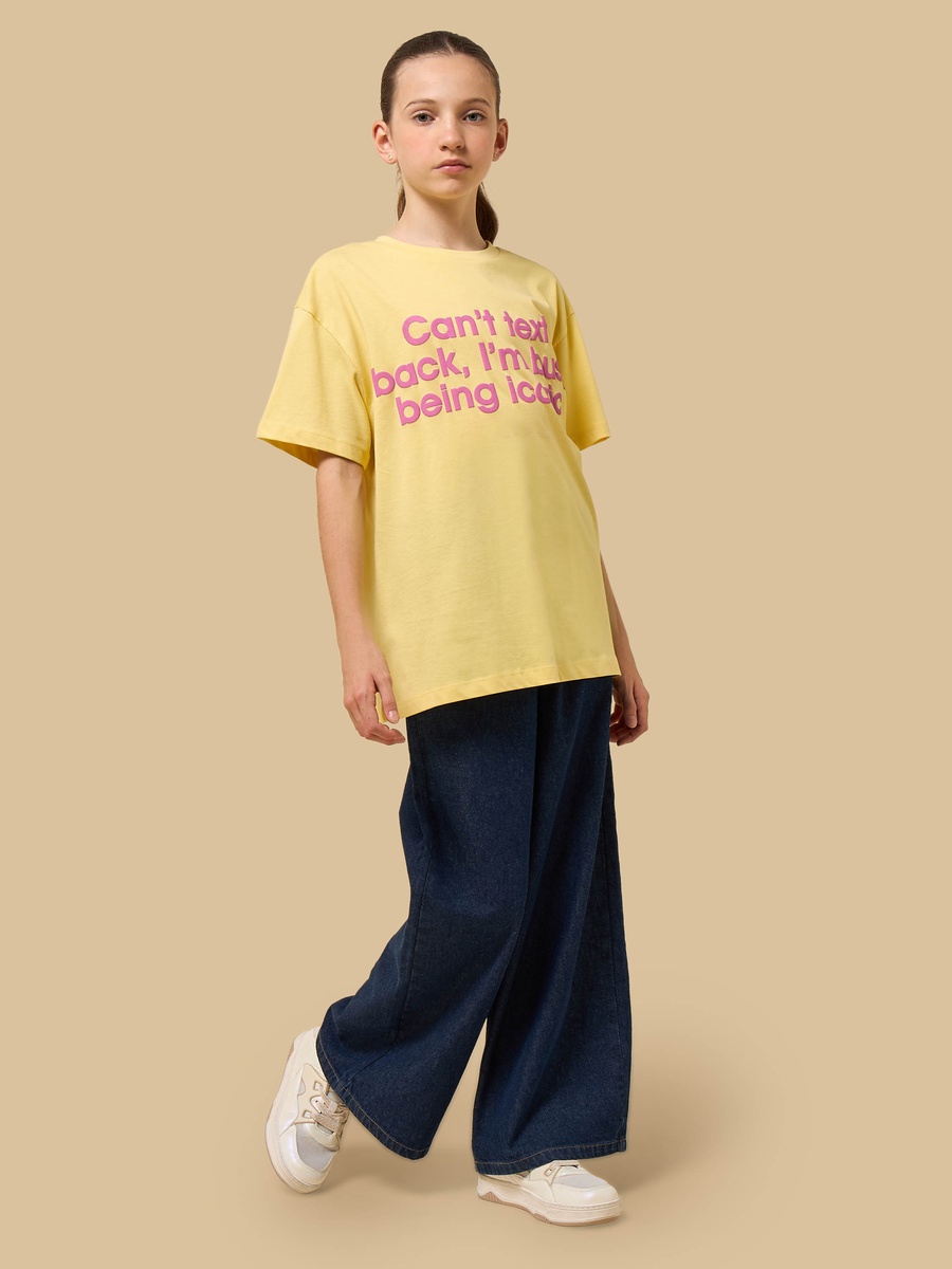Slogan Print Oversized Cotton T-Shirt