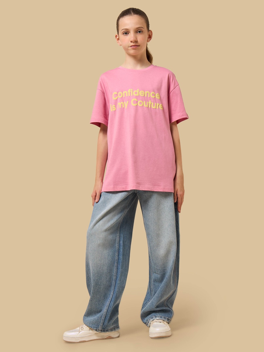 Slogan Print Oversized Cotton T-Shirt