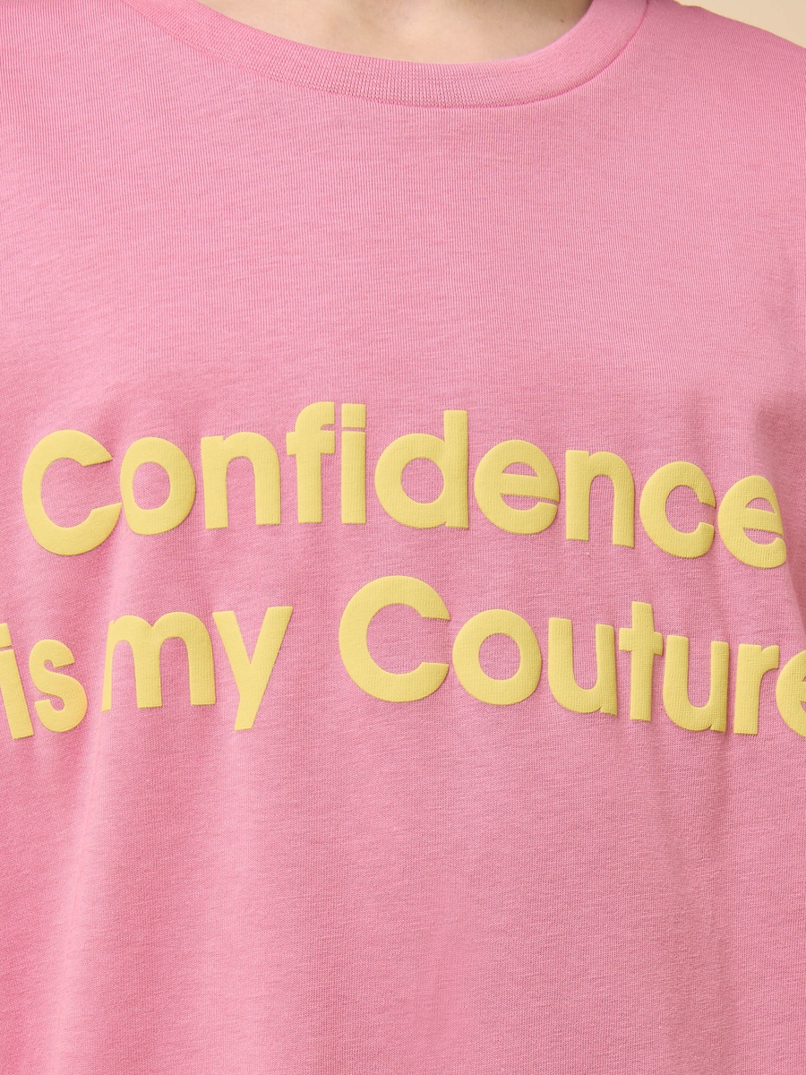 Slogan Print Oversized Cotton T-Shirt