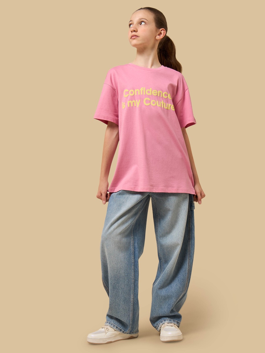 Slogan Print Oversized Cotton T-Shirt