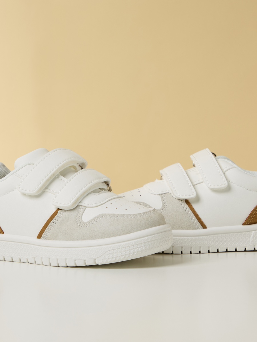 Textured Sneakers with Hook and Loop Closure