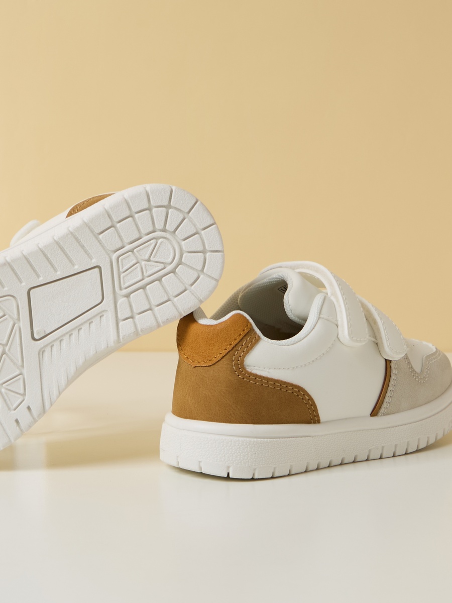 Textured Sneakers with Hook and Loop Closure