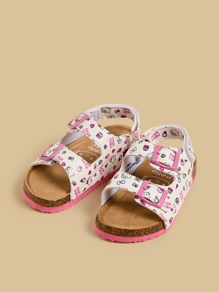 Hello Kitty Print Sandals with Hook and Loop Closure