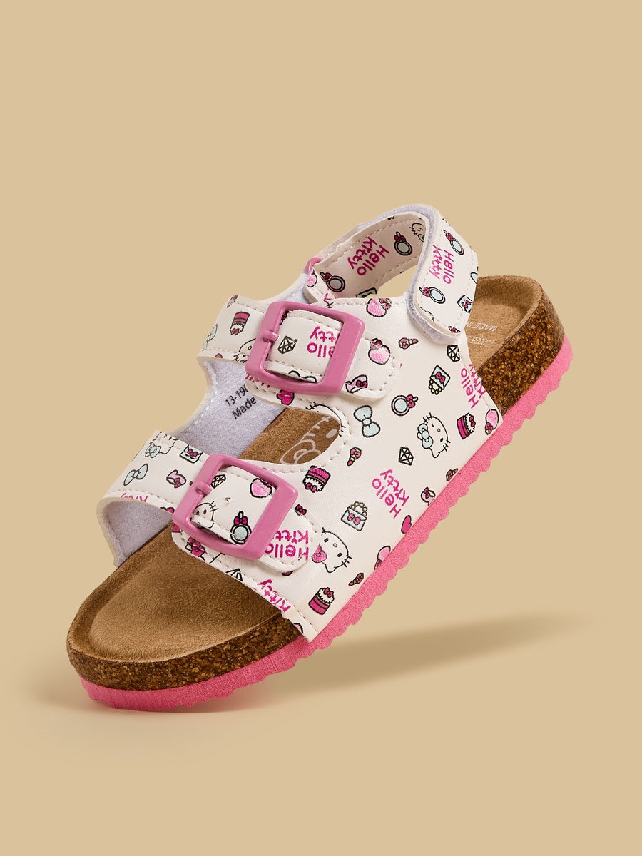 Hello Kitty Print Sandals with Hook and Loop Closure