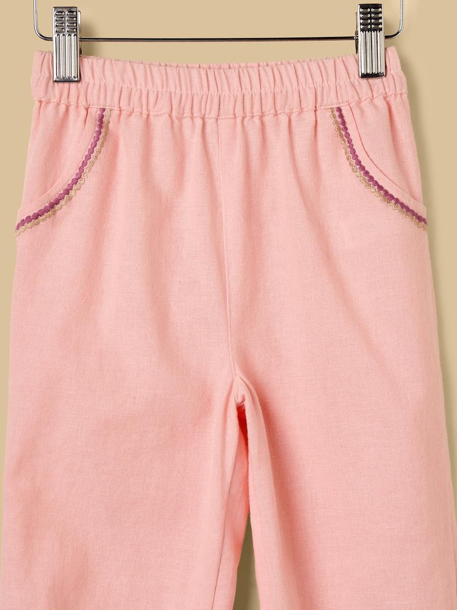 Floral Embroidered Linen Pants